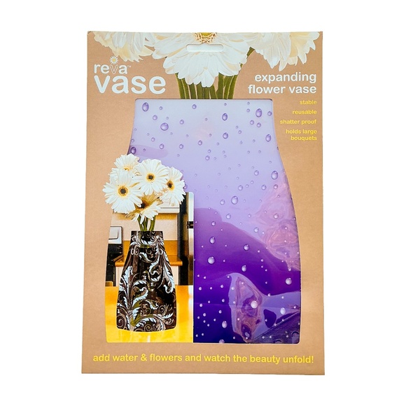 Reva Expanding Flower Vase Droplets Design Purple NWT - Picture 1 of 5